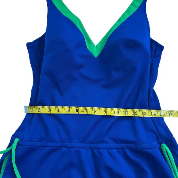 JC Penney Vintage 70s One Piece Swimsuit Blue/Green M/L - Picture 6 of 12